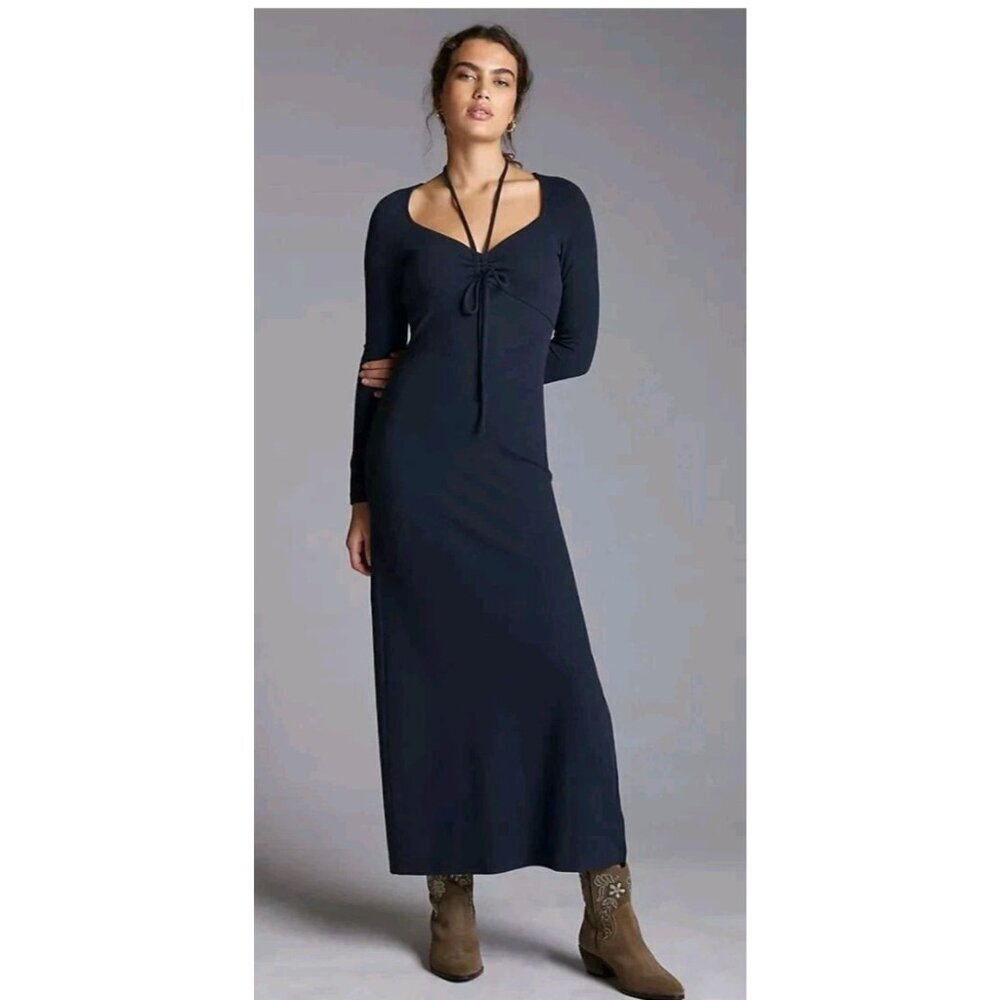 Anthropologie Tie-Front Midi Dress